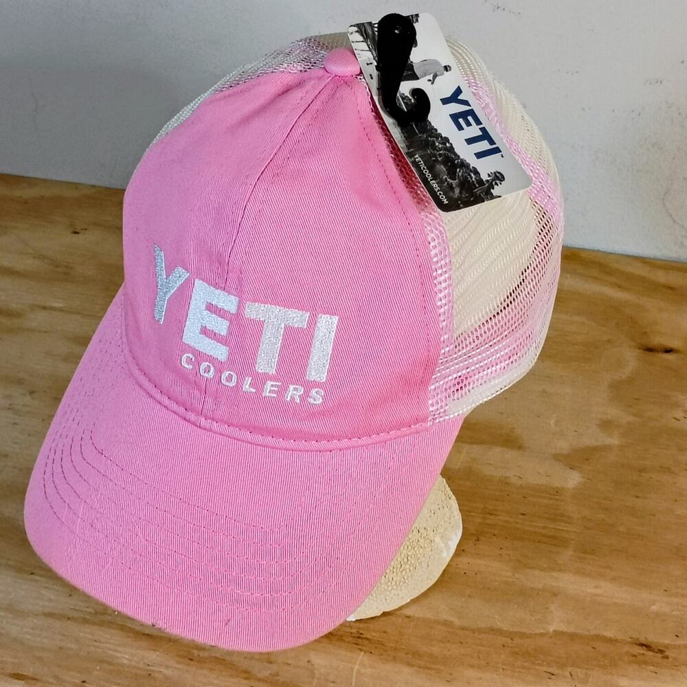 NWT YETI Ladies Low Pro Hat Pink White Mesh Trucker Snapback Baseball Cap